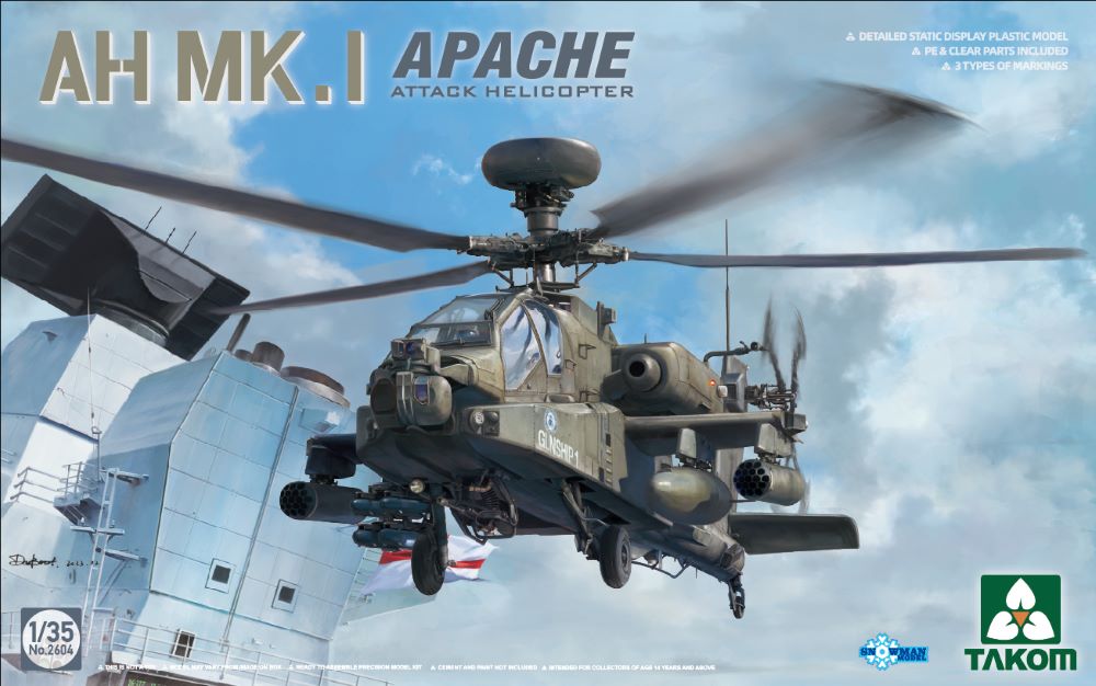 Takom 2604 1:35 AH Mk. 1 Apache Attack Helicopter Plastic Model Kit