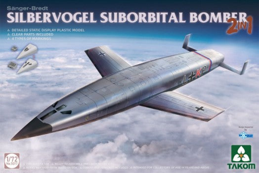 Takom 5017 1:72 Sänger-Bredt Silbervogel Suborbital Bomber Aircraft Model Kit