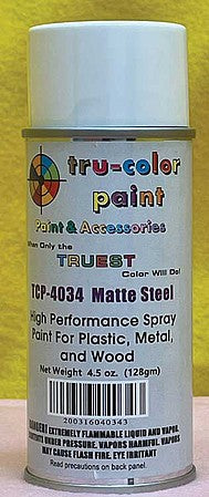 Tru-Color TCP-4034 Matte Steel Railroad Color Acrylic Paint - 4.5 oz. Spray Can