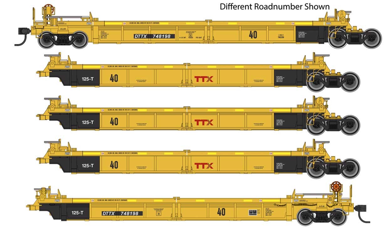 Walthers 910-55629 HO TTX Thrall Rebuilt 40' Well Car #748227 A-E (Set of 5)