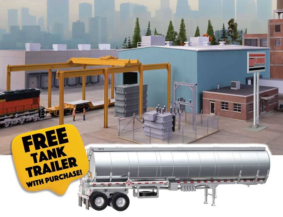 Walthers 933-B4107 HO Transformer Factory Building Kit with Tank Trailer