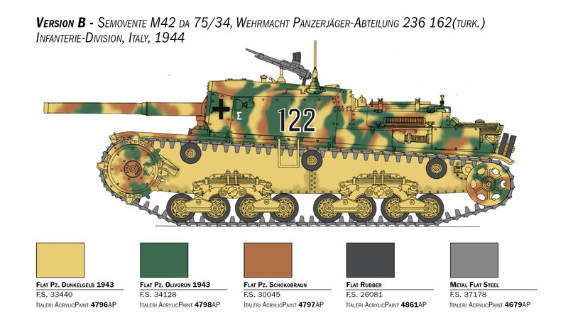 Italeri 6759 1:35 Semovente M42 da 75/34 Upgraded Edition Tank Plastic Model Kit