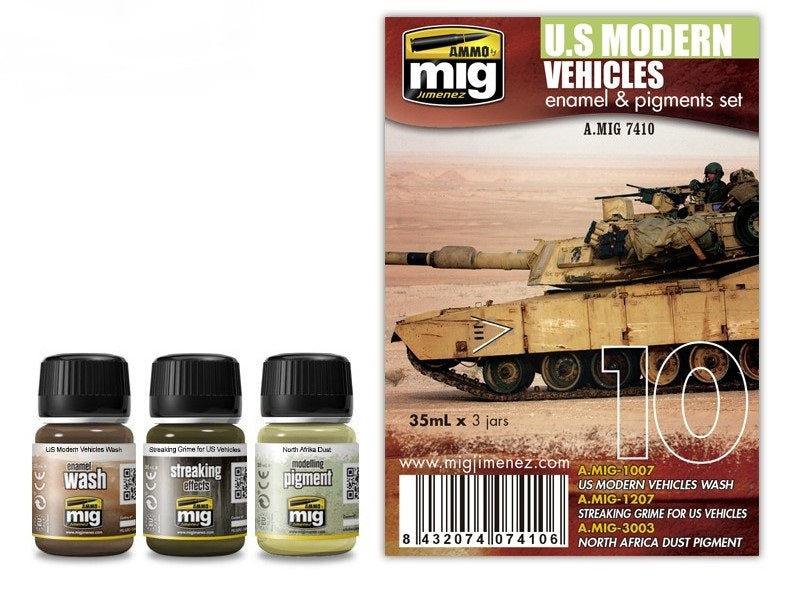 Mig Jimenez AMIG7410 US Modern Vehicles Enamel & Pigments (Set of 3)