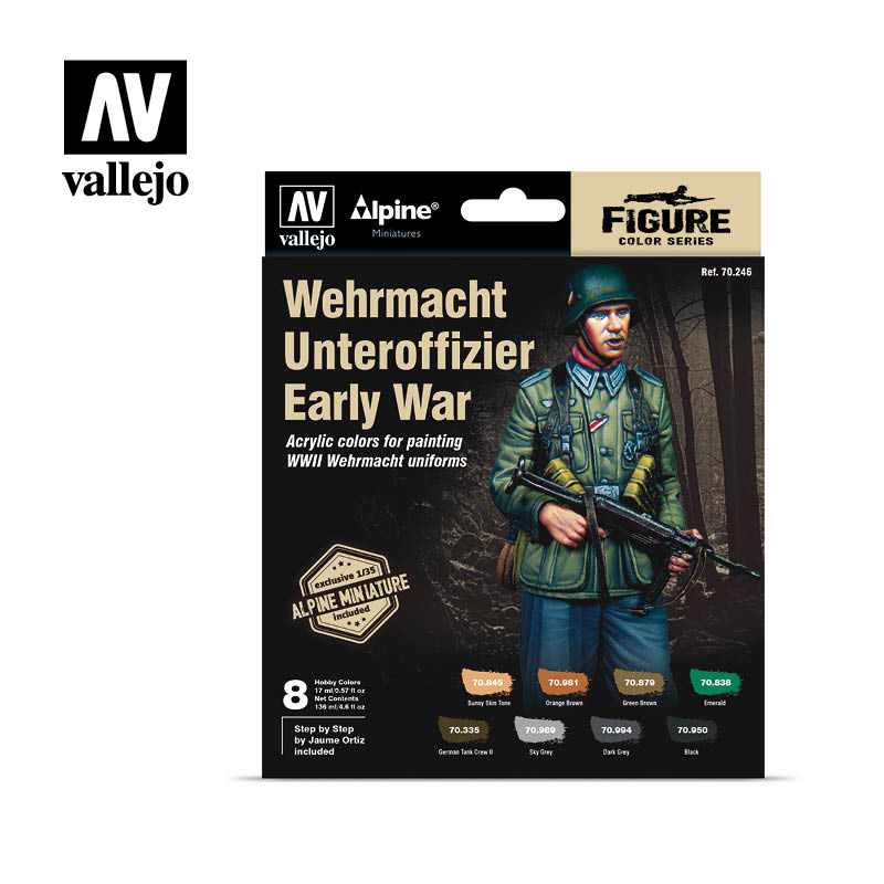 Vallejo Paint 70246 Alpine Wehrmacht Officer Paint Set with Figure (Set of 8)