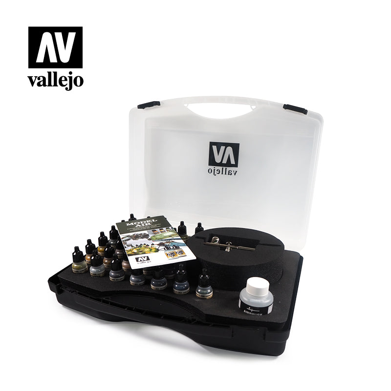 Vallejo Paint 71172 Model Air Basic Color & Airbrush (Set of 30)