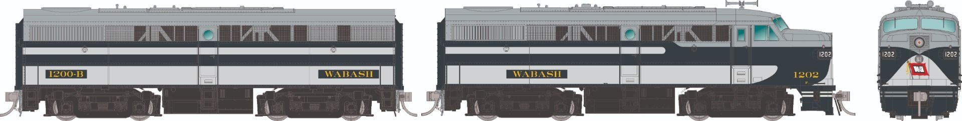 Rapido Trains 037585 HO Wabash ALCo FA-1 + FB-1 Diesel Locomotive #1203 + #1202B