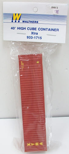 Walthers 933-1715 HO Scale Plastic 40' High Cube Container - Xtra