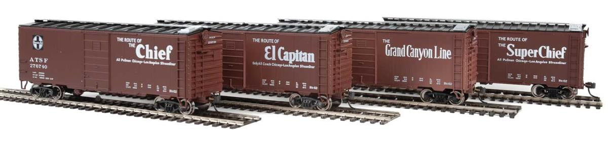 Walthers 910-51402 HO Atchison Topeka Santa Fe Slogan 40' PS1 Boxcar (Set of 4)