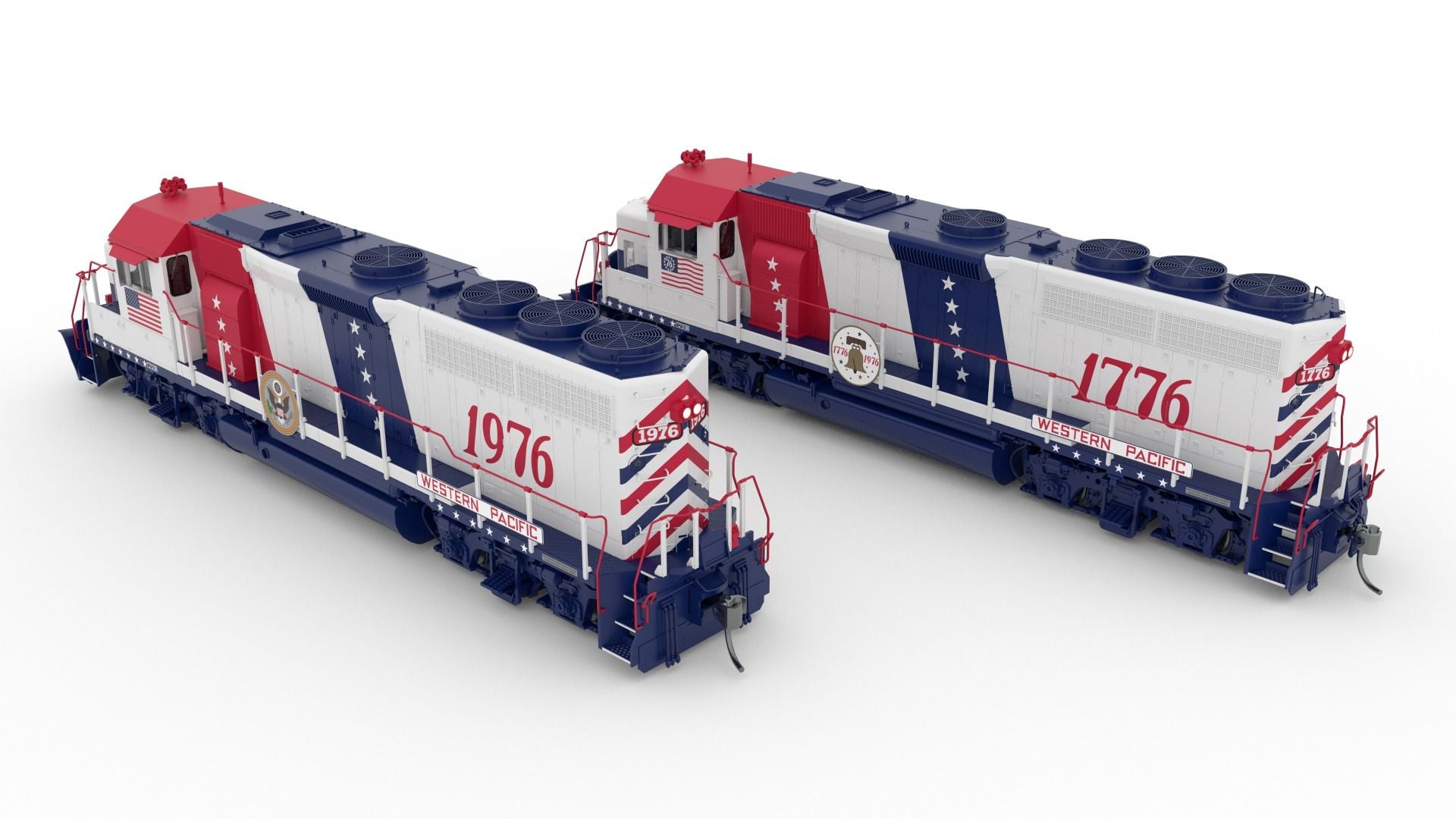 Rapido Trains 040560 HO WP Bicentennial EMD GP40 Diesel Locomotive #1776 + #1976