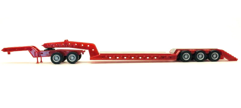 Promotex 005392 1:87 Red Heavy Equipment Lowboy Trailer with Jeep