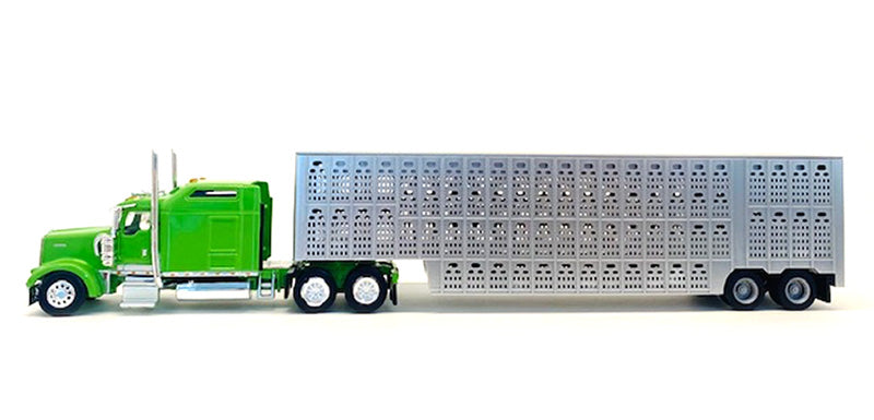 Promotex 006603GR 1:87 Green Kenworth W900L with Livestock Trailer