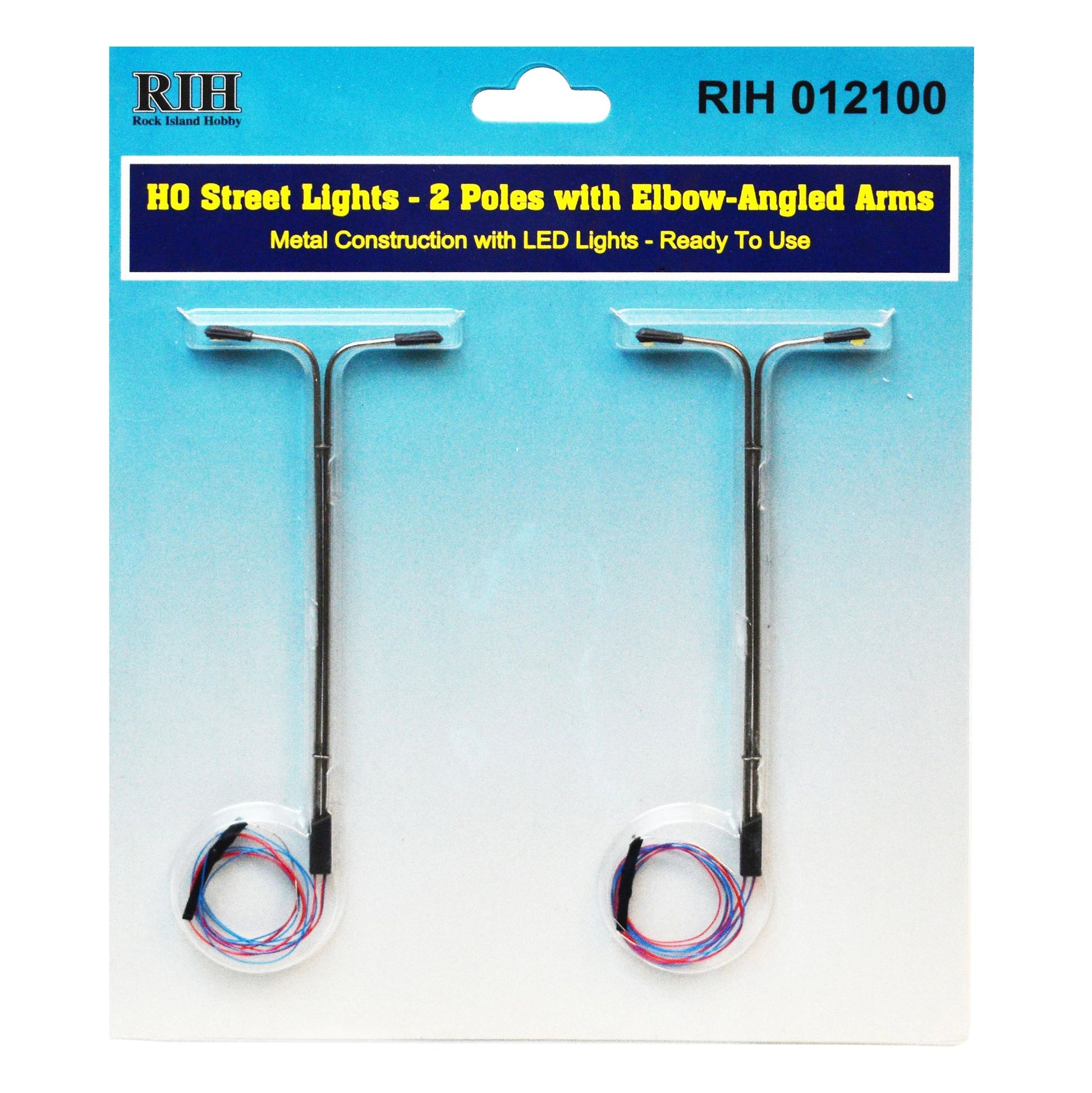 Rock Island Hobby 012100 HO  Street Lights  w/ Pole & Elbow Arms (Pack of 2)