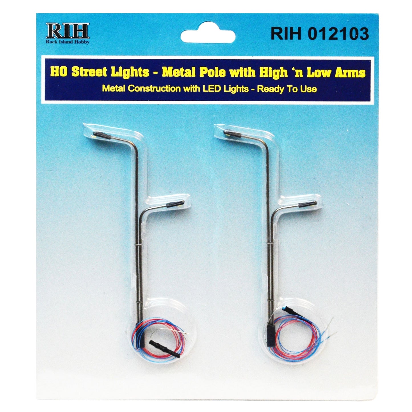 Rock Island Hobby 012103 HO Street Lights w/ High 'n Low Arms (Pack of 2)