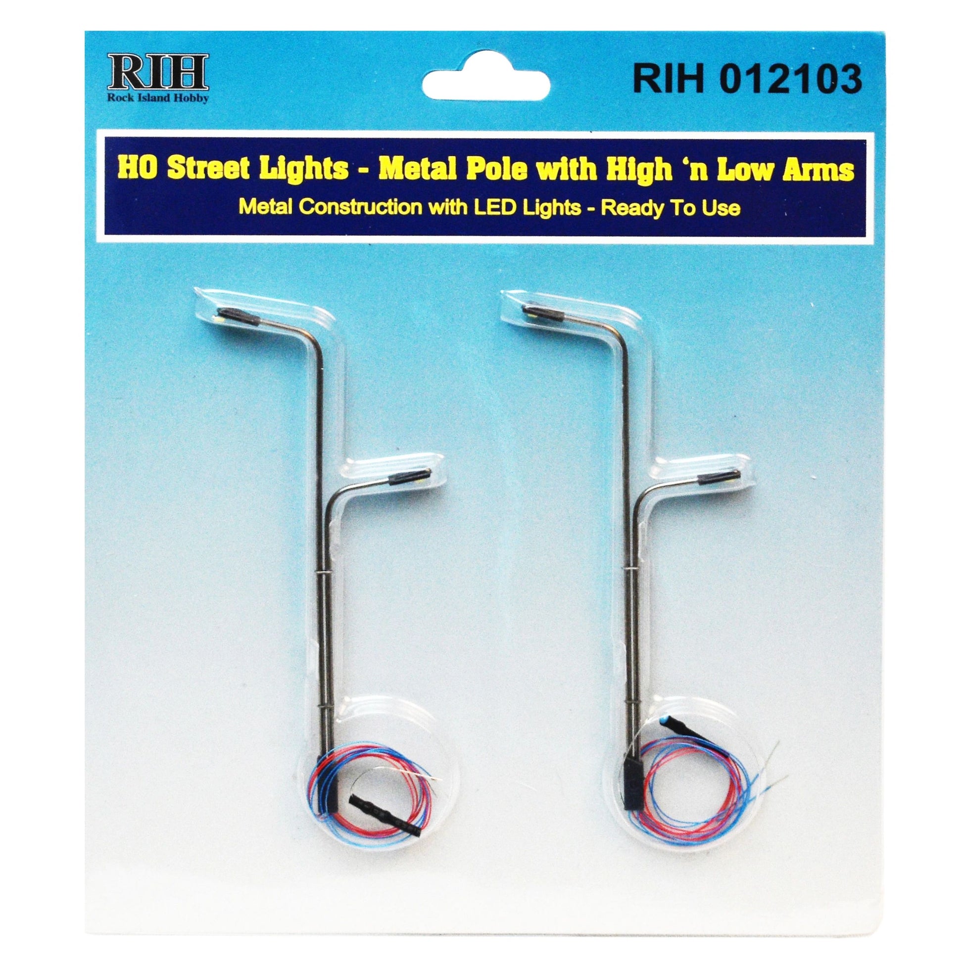 Rock Island Hobby 012103 HO Street Lights w/ High 'n Low Arms (Pack of 2)