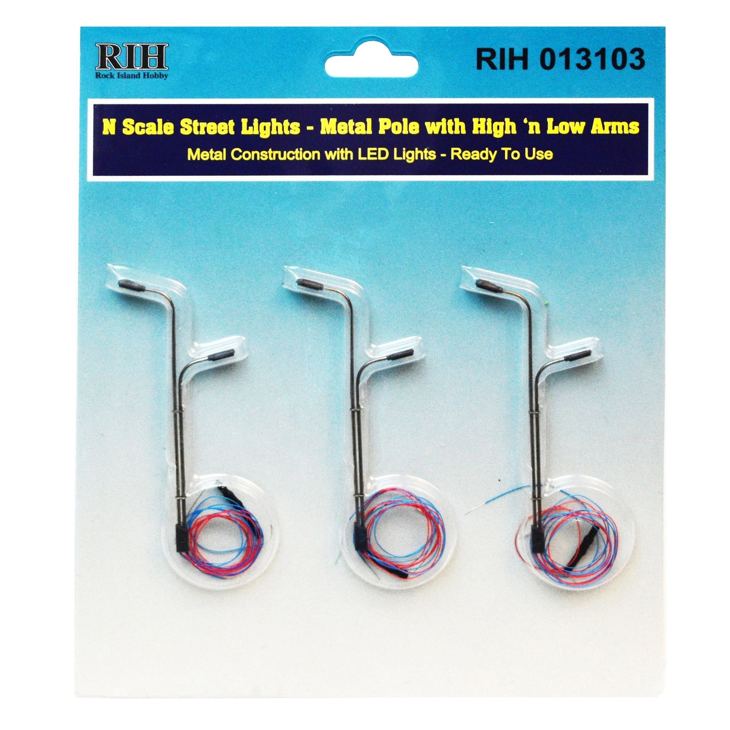 Rock Island Hobby 013103 N Street Lights w/ High 'n Low Arms (Pack of 3)