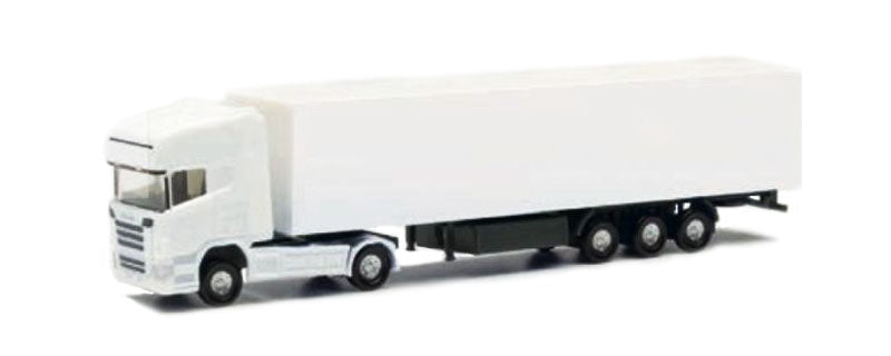 Herpa 013802 HO Scania R TL with Dry Van Semi Trailer White