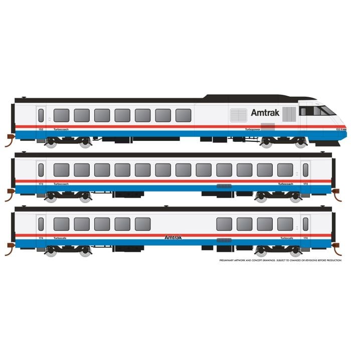 Rapido Trains 025503 HO AMT RTL Turboliner Passenger Car DCC/Sound #2 (Set of 5)