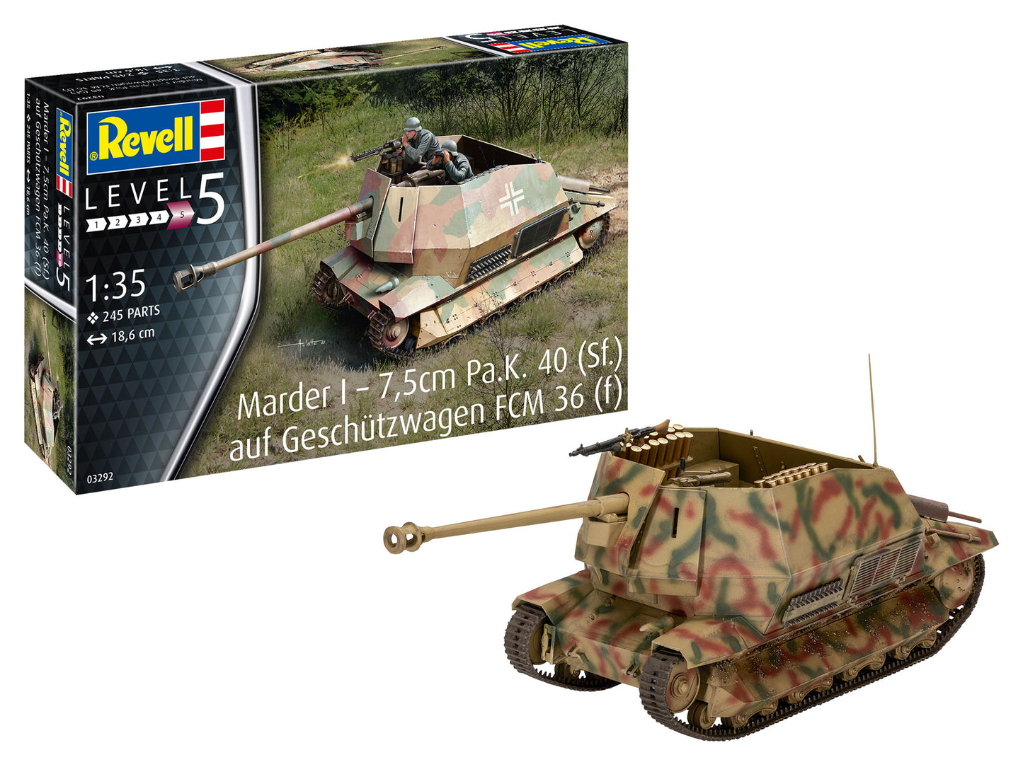 Revell of Germany 03292 1:35 Marder I on FCM 36 Base Military Tank Model Kit