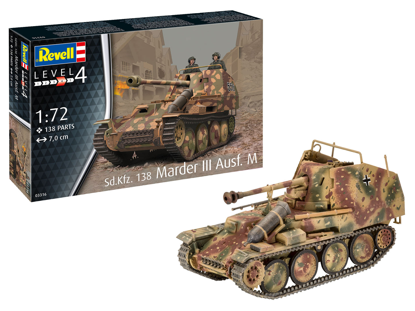 Revell of Germany 03316 1:72 Sd.Kfz. 138 Marder III Ausf. Military Tank Kit