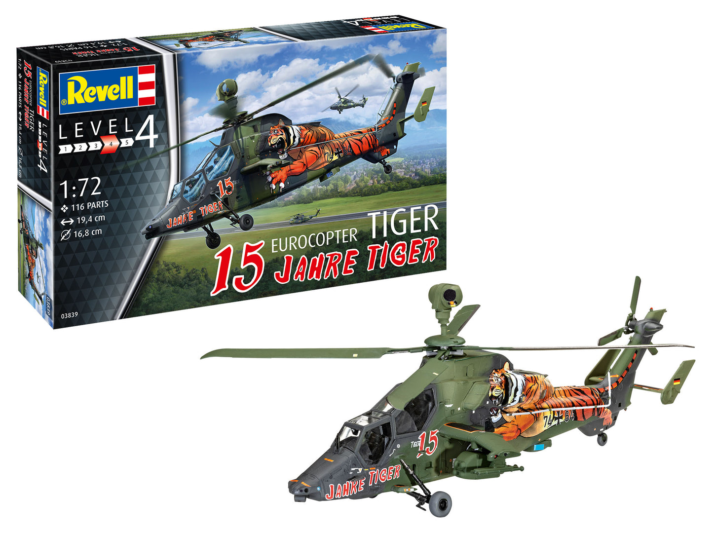 Revell of Germany 03839 1:72 Eurocopter Tiger 15 Yrs Tiger Helicopter Kit