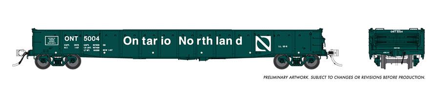 Rapido Trains 050053A HO Ontario Northland Progressive Scheme 52' 6" Gondola