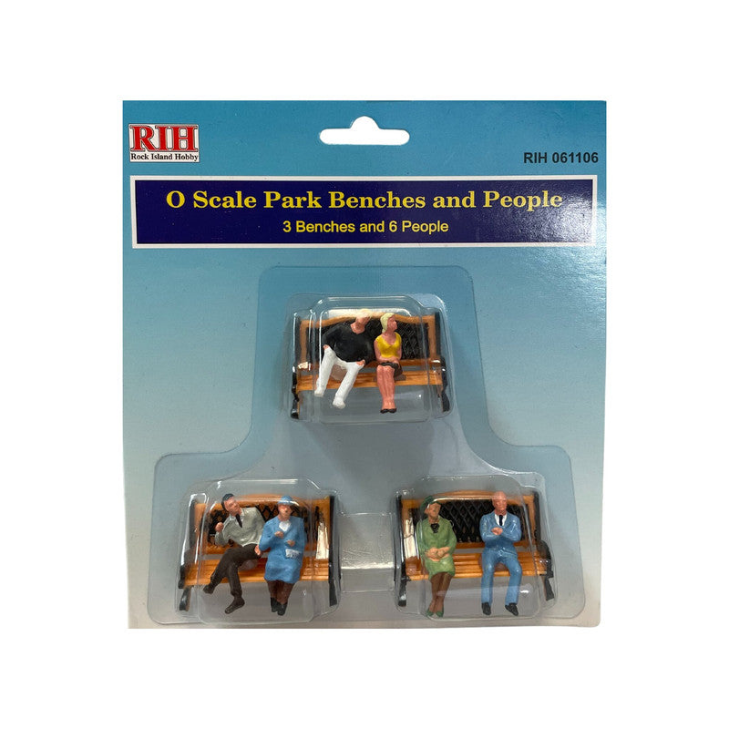 Rock Island Hobby 061106 O Park Benches and People Figures (Set of 9)
