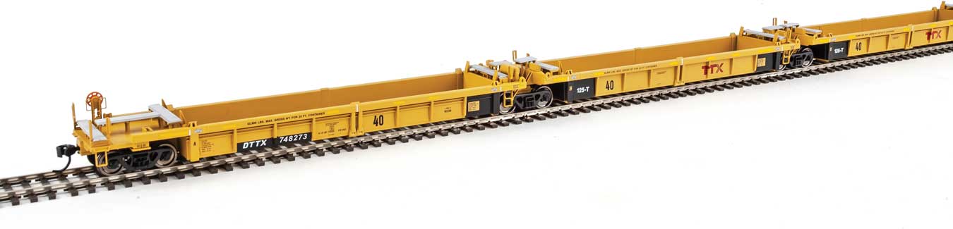 Walthers 910-55652 HO DTTX Yellow Thrall Rebuilt 40' Well Car #748273 (Set of 5)