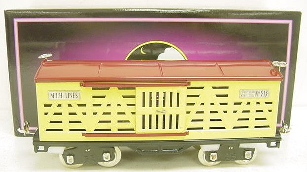 MTH 10-1088 Std. Gauge No.500 Cream & Maroon Cattle Car with Nickel Trim