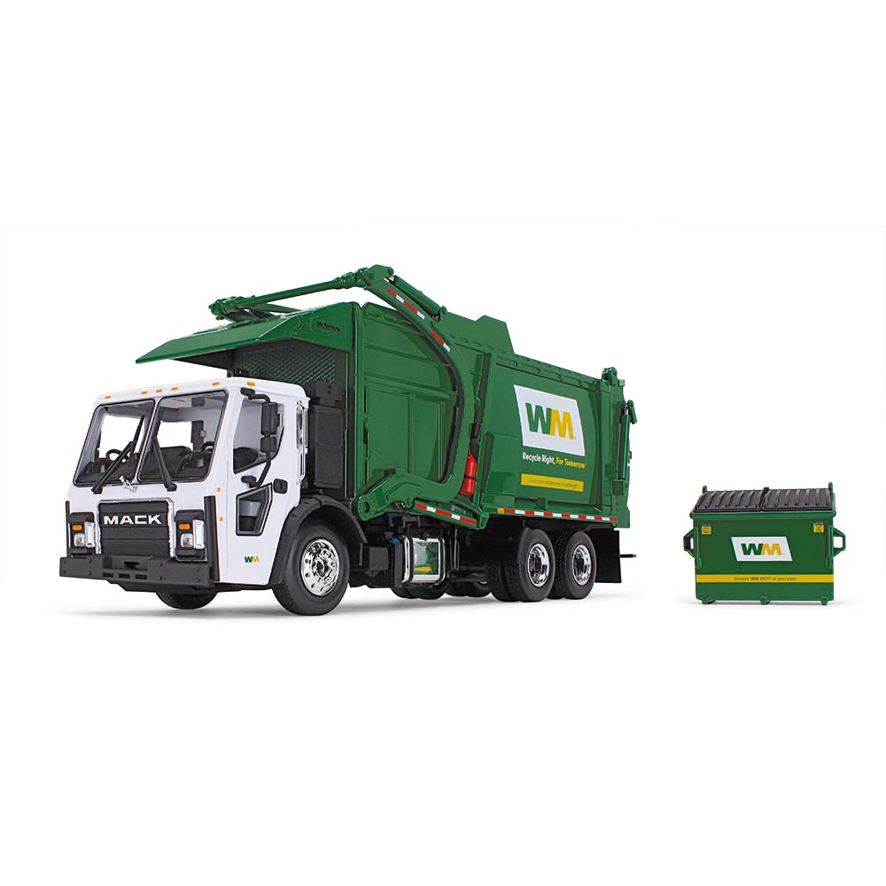 First Gear 10-4292D 1:34 Waste Mgmt. Mack LR Truck w/Front Loader & Trash Bin