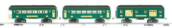 MTH 10-5073 Std.Gauge Peacock/DarkGreen 300 Series Passenger Car Set (Set of 3)