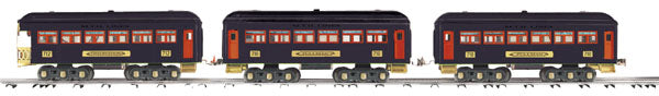 MTH 10-8505 O Black & Red 710 Series Passenger Car Set (Set of 3)