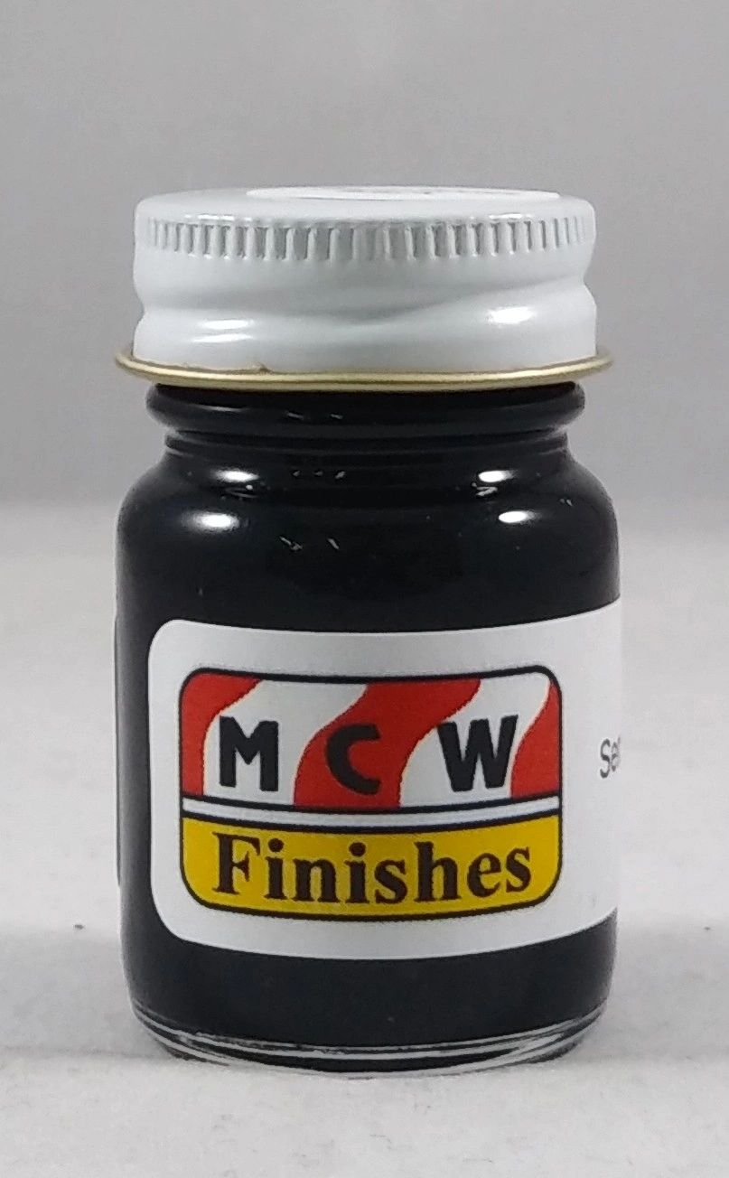 MCW Finishes 10004E Semi-Gloss Black Enamel Paint - 15 ml. Bottle