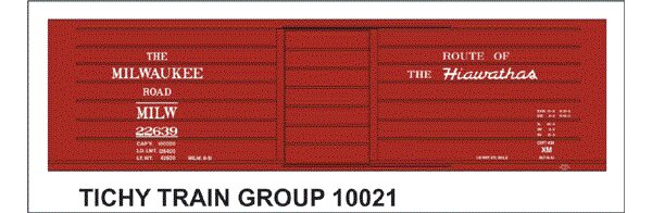 Tichy 10021N6 N Milwaukee Rib Side Boxcar Decal Sheet (Set of 6)