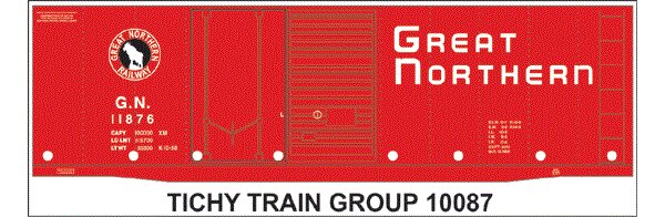 Tichy 10087S S Great Northern 40' Double Door Steel Boxcar Decal Sheet