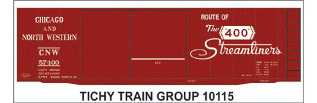 Tichy 10115 HO Chicago North Western 40'' Steel Streamliners Boxcar Decal Sheet