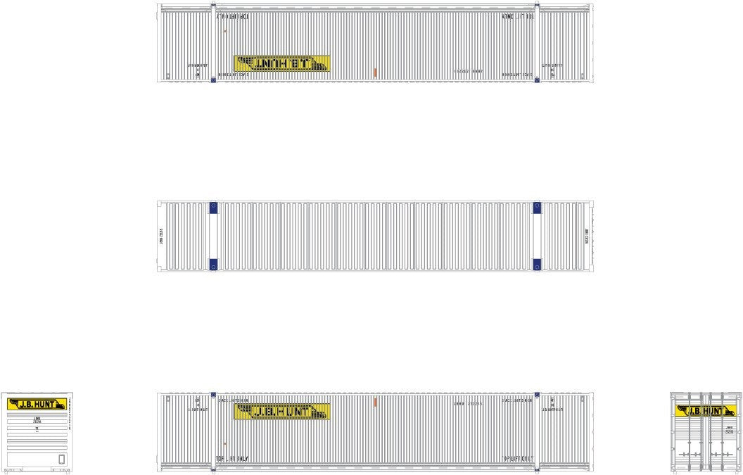 Scale Trains SXT10266 N JB Hunt/Intermodal CIMC 53’ Dry Container (Pack of 3)