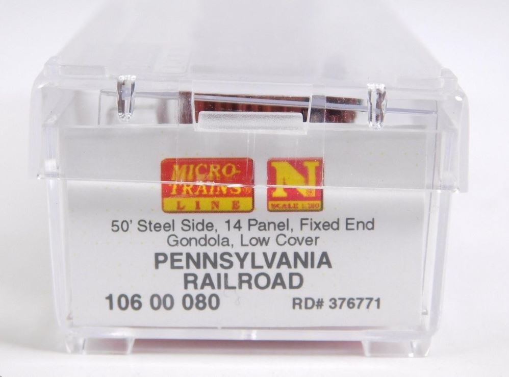 Micro-Trains 10600080 N PRR 50' 14 Panel Steel Side Gondola w/Cover #376771