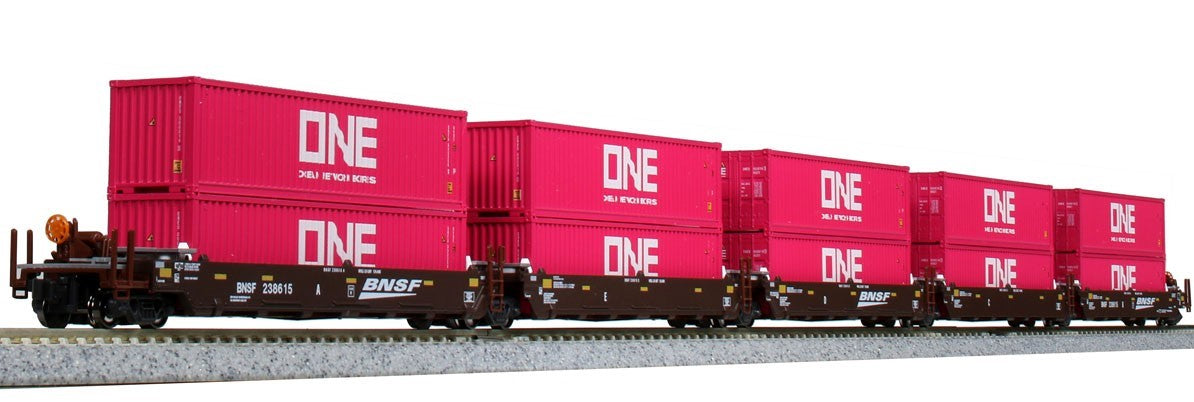 Kato 106-6194 N BNSF Maxi-I Double Stack Car w/ONE Container (Set of 5)