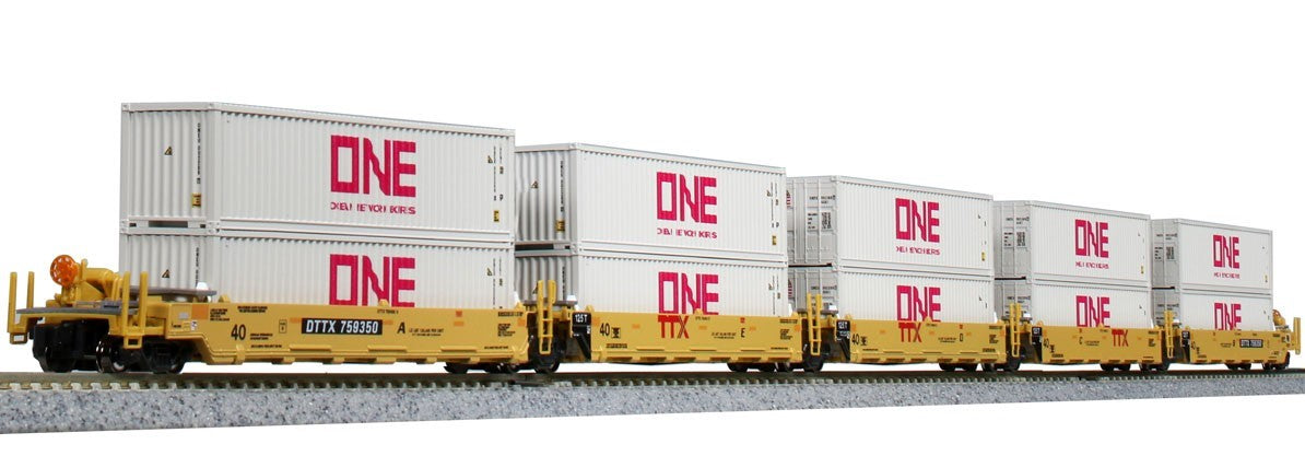 Kato 106-6197 N TTX New Logo Maxi-I Double Stack Car w/ONE Container (Set of 5)