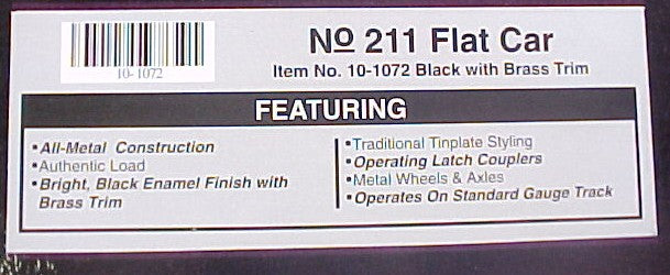 MTH 10-1072 Standard Gauge 211 Black Tinplate Flat Car with Load