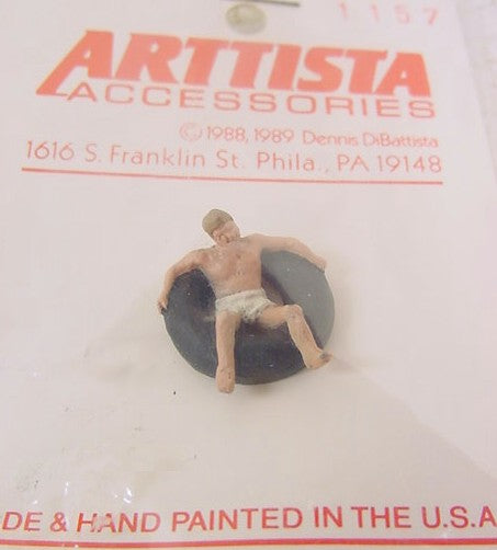 Arttista 1157 O & O27 Gauge Boy on Inner Tube Hand Painted Pewter Figure