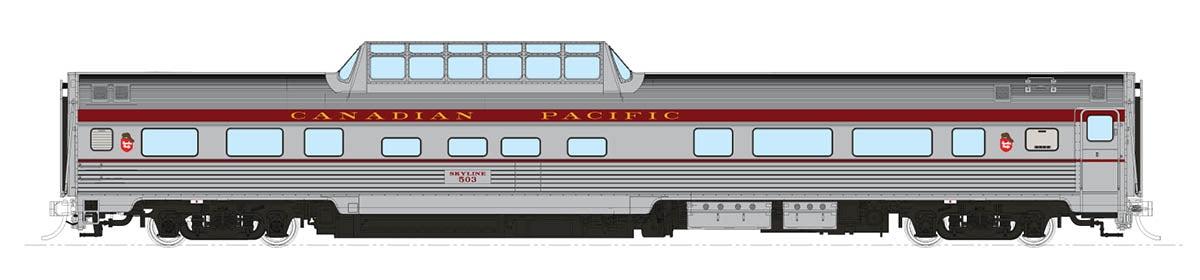 Rapido Trains 116041 HO Canadian Pacific Maroon Budd Mid-Train Dome Car #503