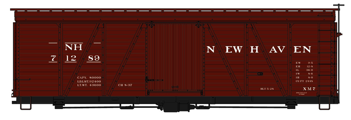 Accurail 1174 HO New Haven 1100 Series 36' Fowler Wood Boxcar #71289