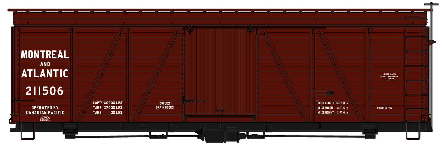 Accurail 1178 HO Montreal & Atlantic 1100 Series 36' Fowler Wood Boxcar #211506