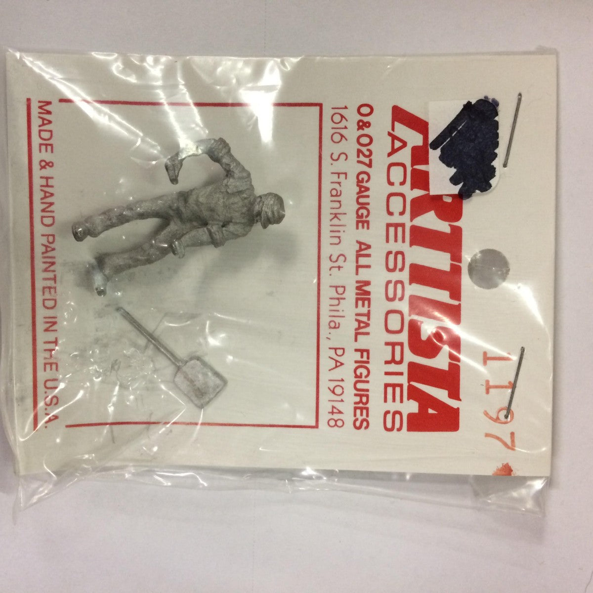 Arttista 1197 Fireman Pewter Figure w/Shovel Unpainted