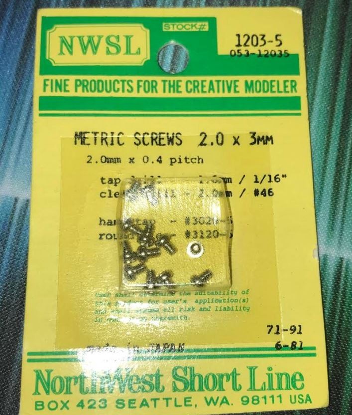 Northwest Short Line 1203-5 2 x .4 x 3mm Nickel-Plated Pan Head Metric Screws