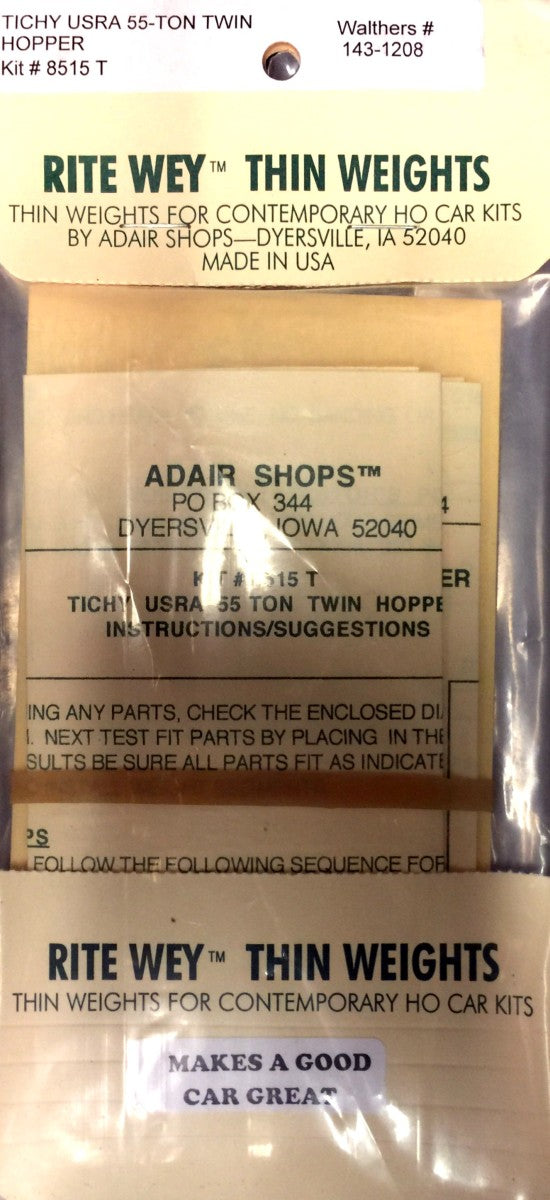 Adair Shops 1208 HO Weight Upgrade Kit for Tichy Train USRA 55 Ton Twin Hoppers