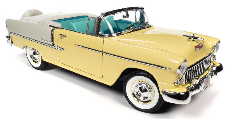 American Muscle 1285 1:18 1955 Chevrolet Bel Air Gold & Ivory Convertible