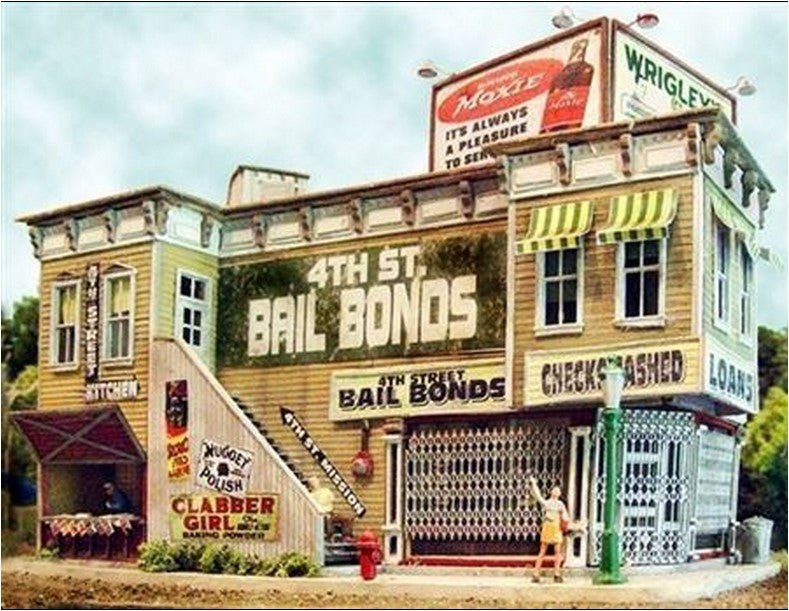 Bar Mills 132 HO Scale 4th Street Bail Bonds & Kitchen Kit