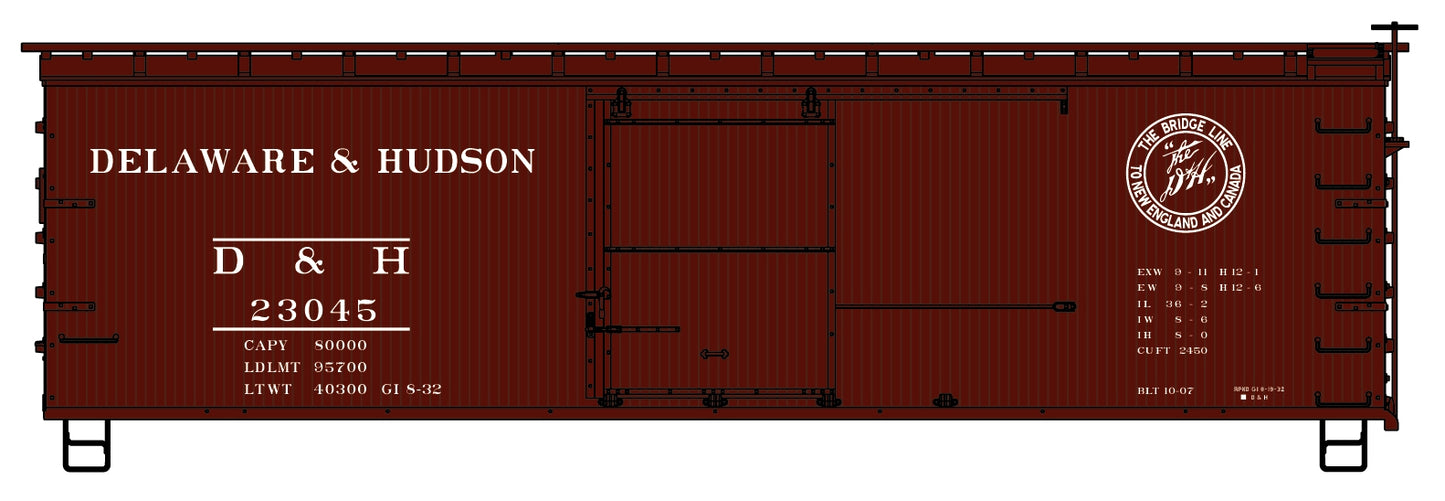 Accurail 1410 HO Delaware & Hudson 36' Double Sheath Wood Boxcar Kit #23045